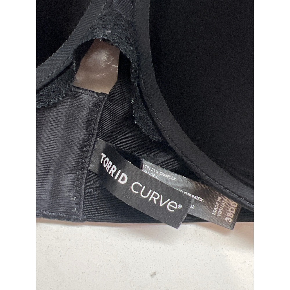 Torrid Curve Perfect T-Shirt Push-Up Bra‎ Black 38DD Full Coverage Underwire